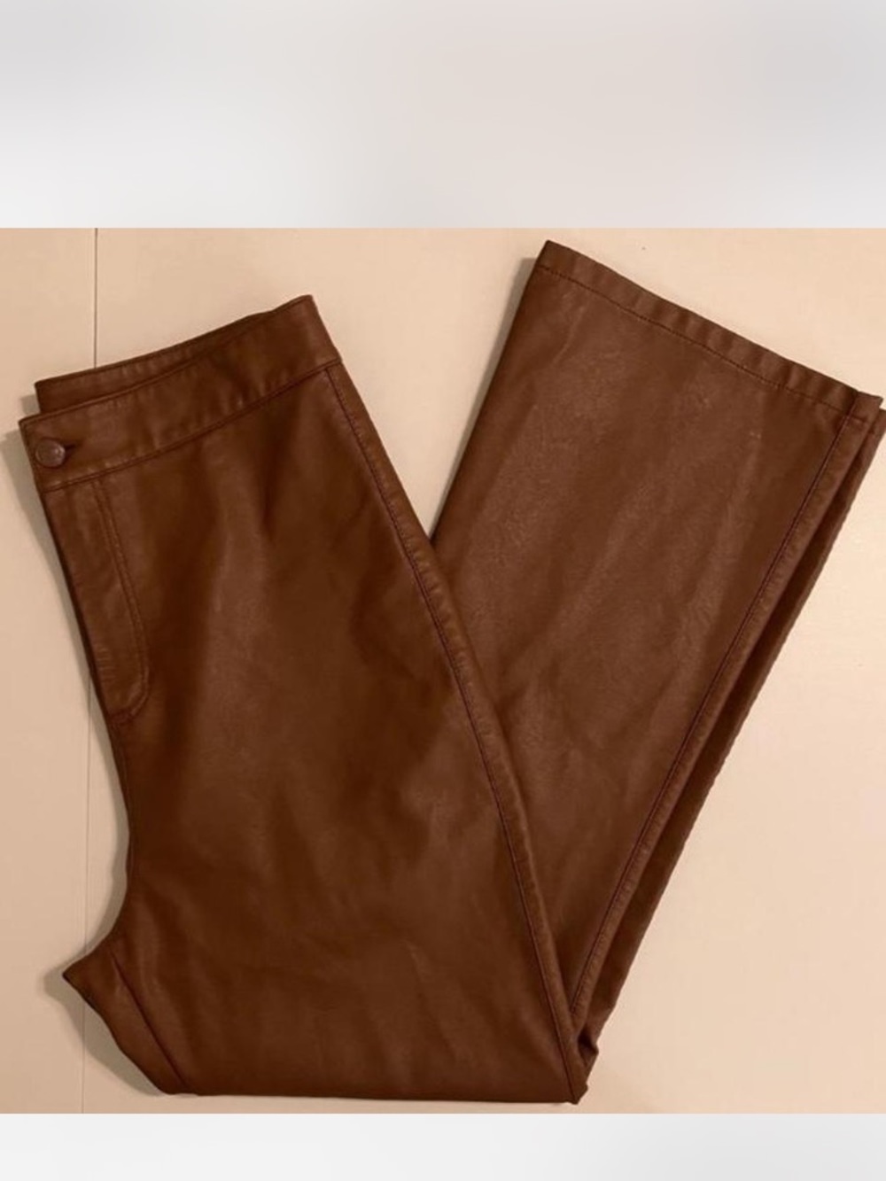 Free People Brown Ultra High-Rise Faux-leather Western Flare Boot Pants Size 8 - Picture 7 of 7